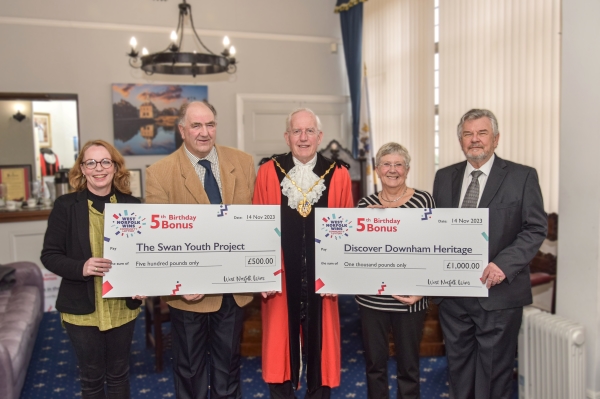 From left to right:  Anna Foster, Peter Thorpe, Deputy Mayor Cllr Paul Bland, Sally Dobson, Cllr Chris Morley.